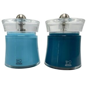 Peugeot Bali Manual Pepper & Salt Mills/Grinders Dark & Light Blue 3" Set of 2